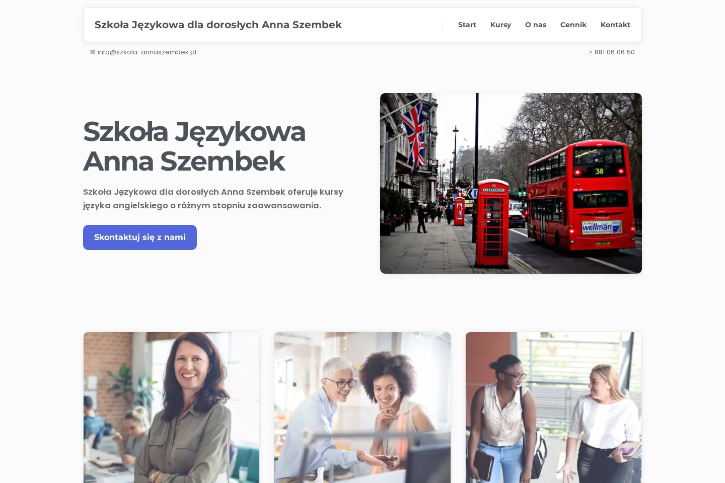Widok strony Szkoły Anna Szembek