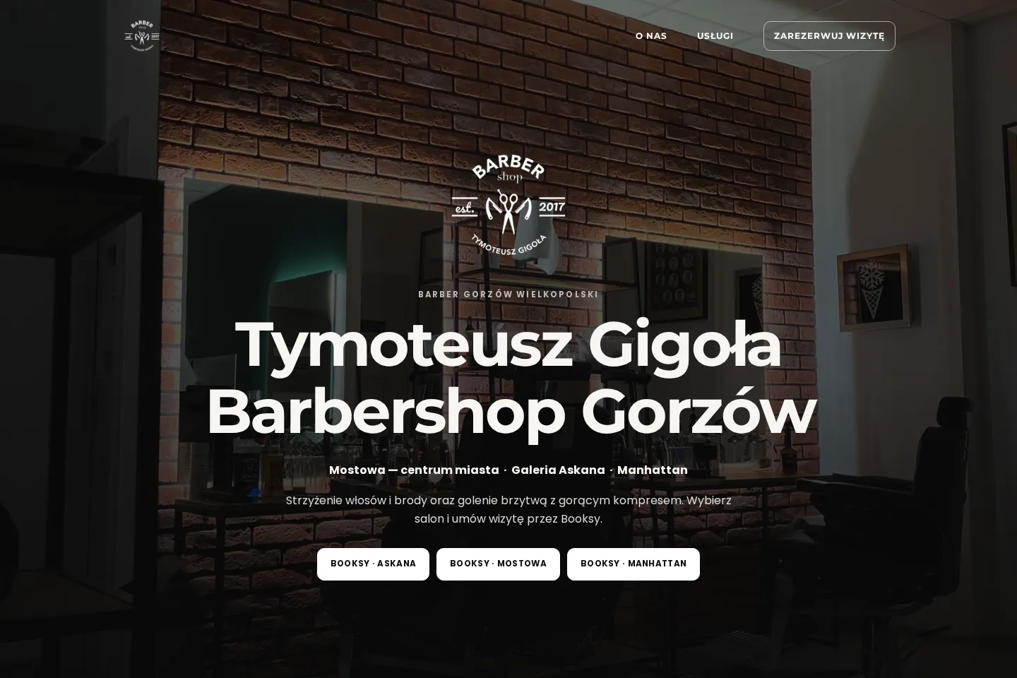 Widok strony Gigola Barbershop